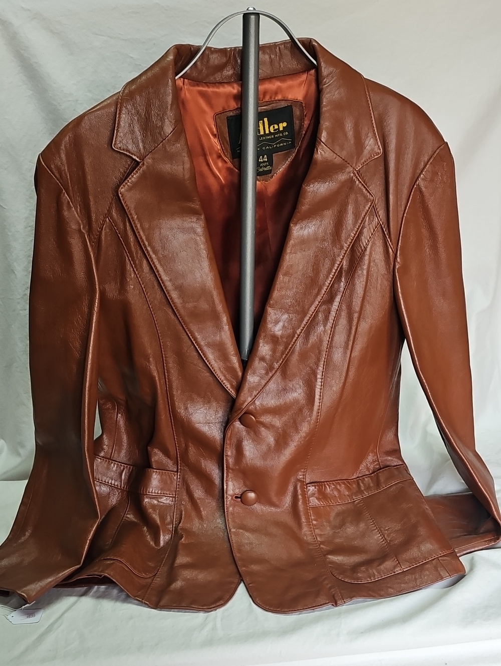 Adler 100% Cabretta Leather Vintage Women's Brown Blazer Jacket 44